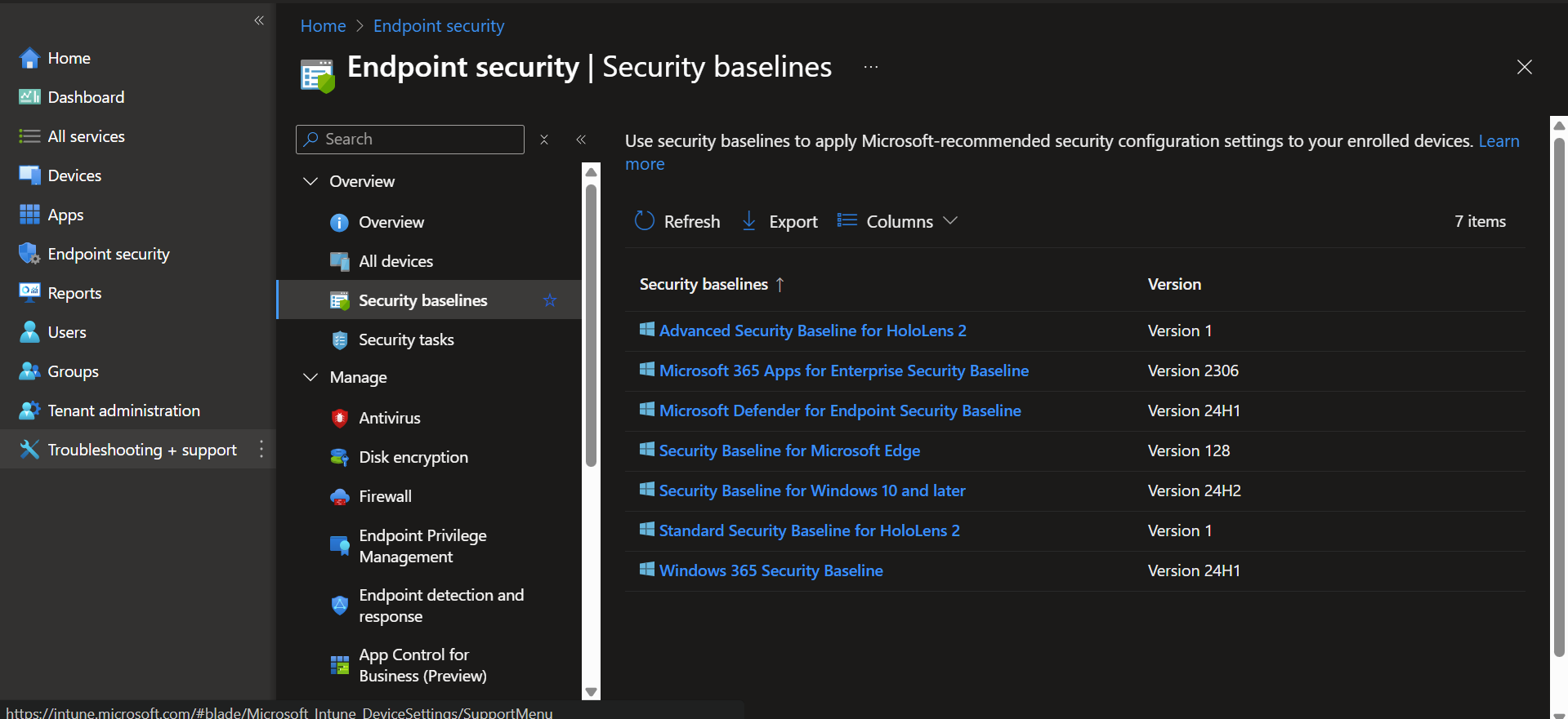 Intune Security Baselines Dashboard