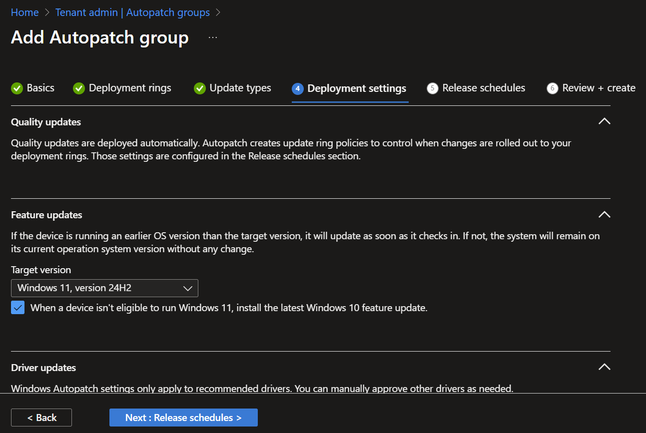 Deployment Settings